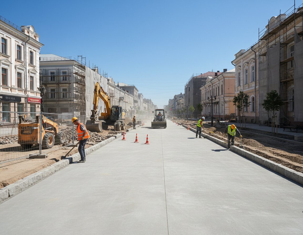 Поставили плитку для благоустройства проспекта Независимости